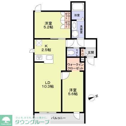 FOREST MAISON KOMAGOME ノース(2LDK/2階)の間取り写真