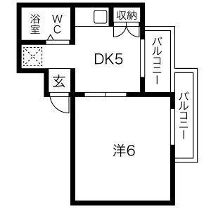 パラシオン昴(1DK/2階)の間取り写真