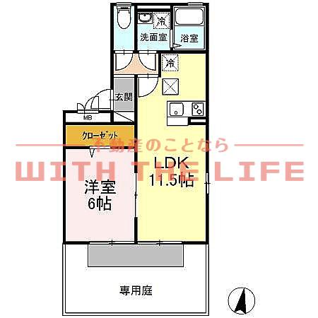 ビィーブル・ボナール(1LDK/1階)の間取り写真