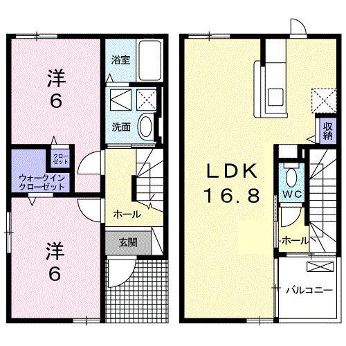 アルカンシェルIII(2LDK/1階)の間取り写真