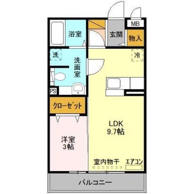 エスポワールB(1LDK/3階)の間取り写真