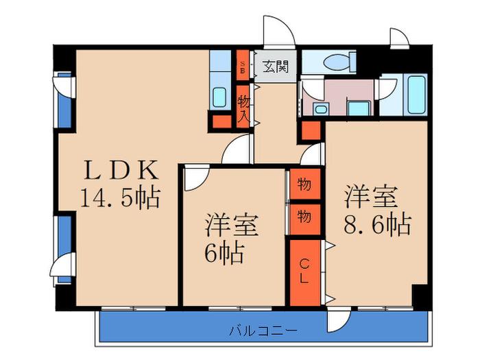 阪神ハイグレードマンション5番館(2LDK/7階)の間取り写真