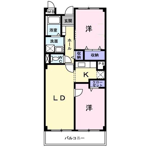 オーベルジュ(2LDK/3階)の間取り写真