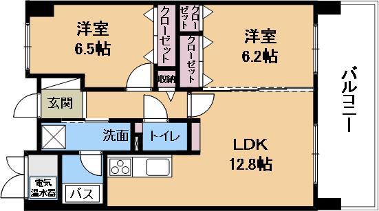 アリウム南草津(2LDK/2階)の間取り写真