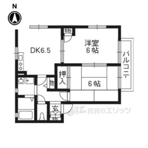 エトワール祝園(2DK/2階)の間取り写真