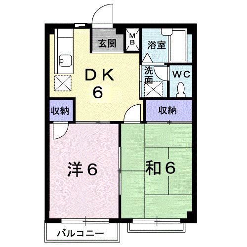 エルディム西本A(2DK/2階)の間取り写真