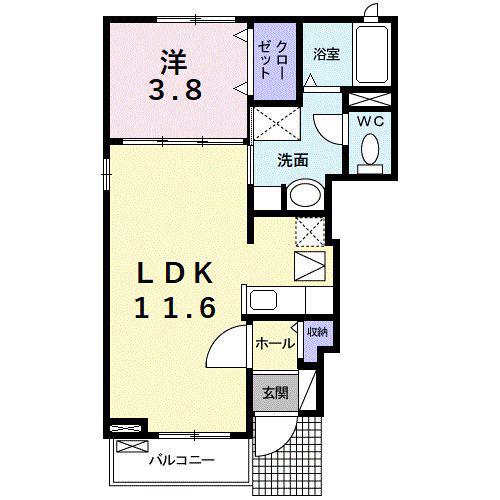 アルクレール(1LDK/1階)の間取り写真