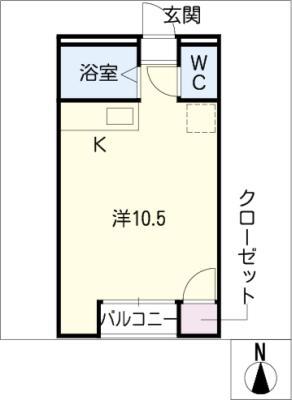 ハイツ杉山IV(ワンルーム/1階)の間取り写真