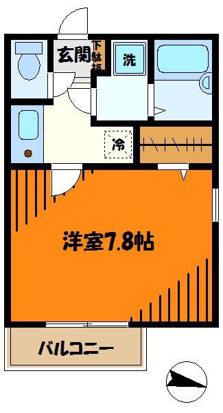 コンフォール鹿島田(1K/1階)の間取り写真