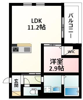 AMOUR VILLEQ江坂(1LDK/2階)の間取り写真