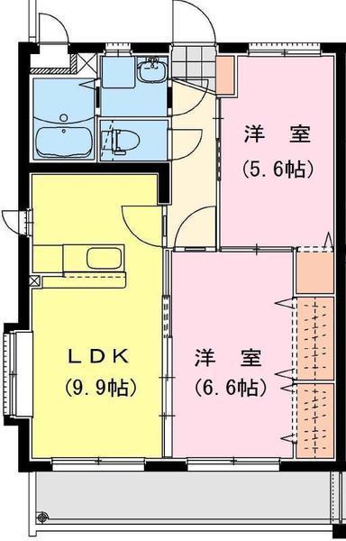リヴェールMYMⅡ(2LDK/2階)の間取り写真