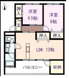 TAIZAN(2LDK/4階)の間取り写真