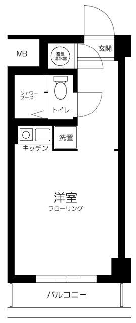 高輪スカイハイツ(ワンルーム/3階)の間取り写真