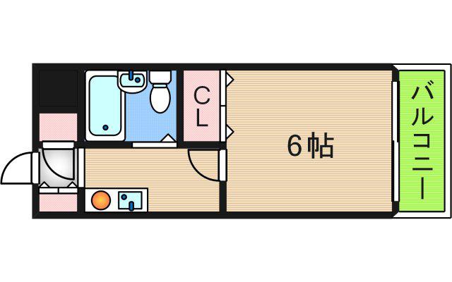 グロー花園町(1K/5階)の間取り写真