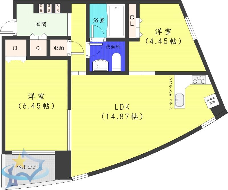 INFINITY22(2LDK/5階)の間取り写真