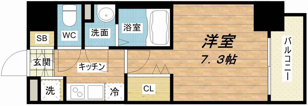 LUXE天神橋(1K/8階)の間取り写真