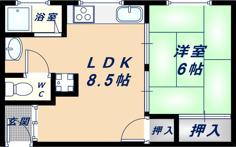 ダイワ高井田ビル(1LDK/4階)の間取り写真