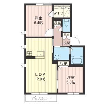 ハイツ スモルカ 国立(2LDK/2階)の間取り写真