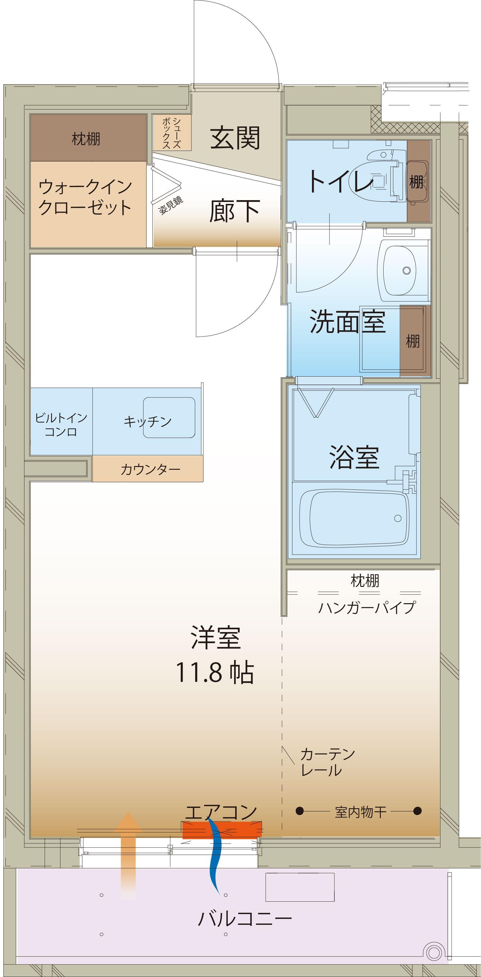 グランメゾン モンターニュ(ワンルーム/3階)の間取り写真