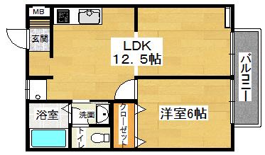 グリーンパークハイツ(1LDK/1階)の間取り写真