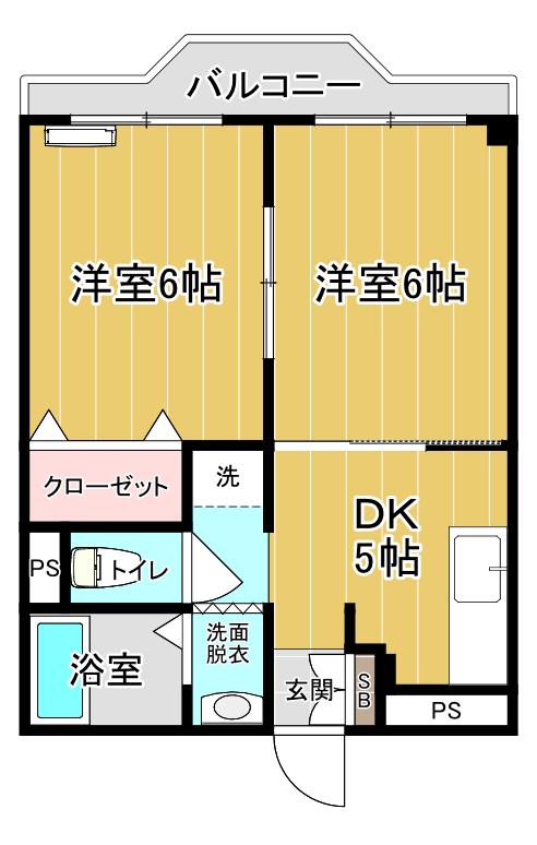 東綾瀬ハイツ(2DK/3階)の間取り写真