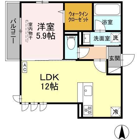 ASAKAWA1(1LDK/2階)の間取り写真