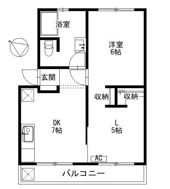 COURT NATURE(1LDK/2階)の間取り写真
