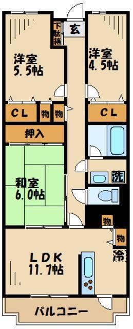 セレソ千歳船橋(3LDK/1階)の間取り写真