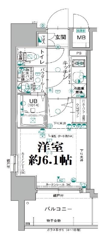 エスリード新北野アーデル(1K/8階)の間取り写真