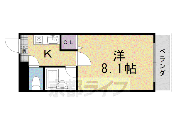 ジュネス丸池 B館(1K/4階)の間取り写真