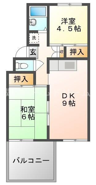 K・OJフラッツ(2DK/1階)の間取り写真