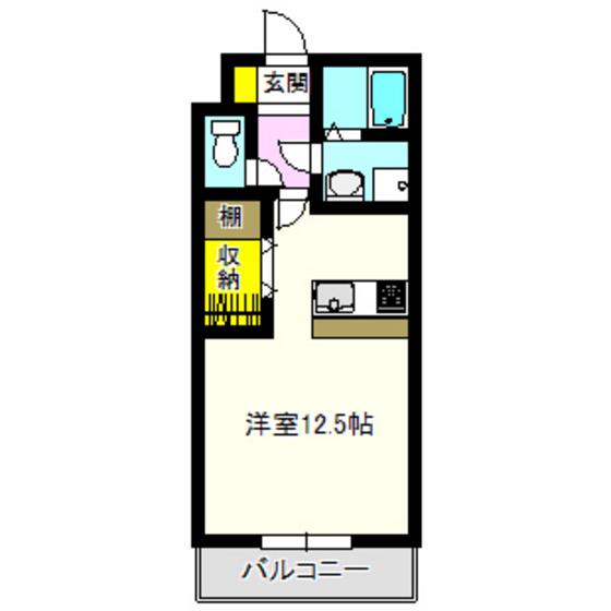 マンション上中居(ワンルーム/1階)の間取り写真