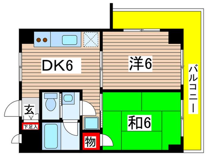 パークヒルズ越前屋(2DK/7階)の間取り写真