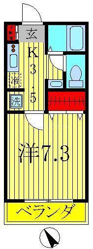 コモド柏(1K/1階)の間取り写真