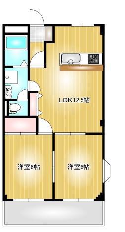 プレッソアール2(2LDK/1階)の間取り写真