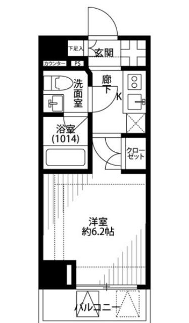 プレール・ドゥーク北新宿IV(1K/2階)の間取り写真