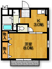 アイリス内山(1K/2階)の間取り写真