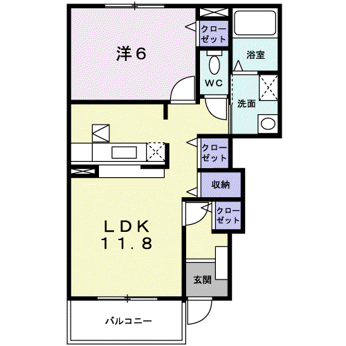 リバティーIII(1LDK/1階)の間取り写真