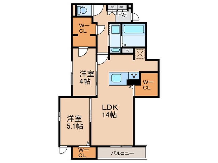 D-ROOM上新庄南口(2LDK/1階)の間取り写真