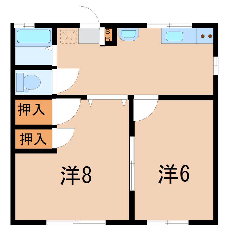 ファスィール(2DK/1階)の間取り写真