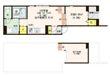 フェニーチェ名古屋(1LDK/1階)の間取り写真