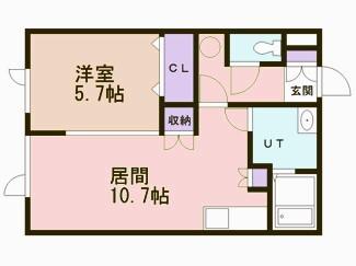 リヴァーハイツ輪西(1LDK/1階)の間取り写真