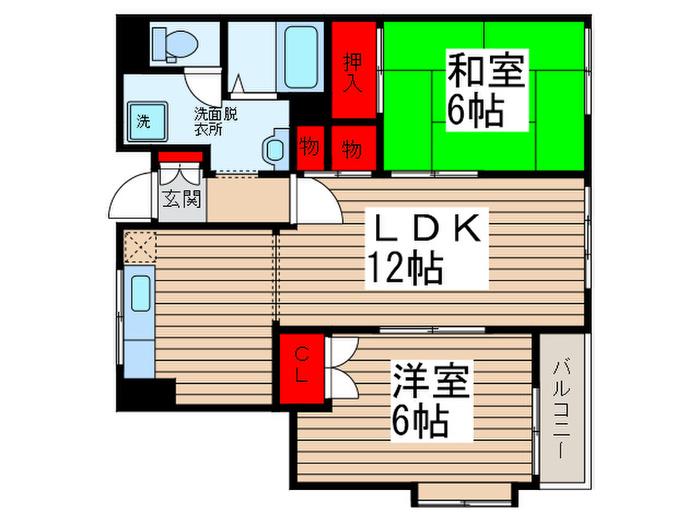 ルミエール松戸II(2LDK/1階)の間取り写真