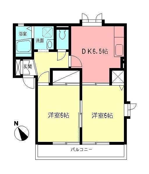 メゾンルミエールII(2DK/1階)の間取り写真