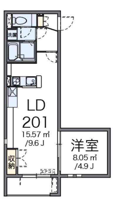 ボナール(1LDK/2階)の間取り写真