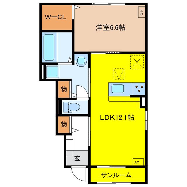 フィオーレ加賀野 A(1LDK/1階)の間取り写真