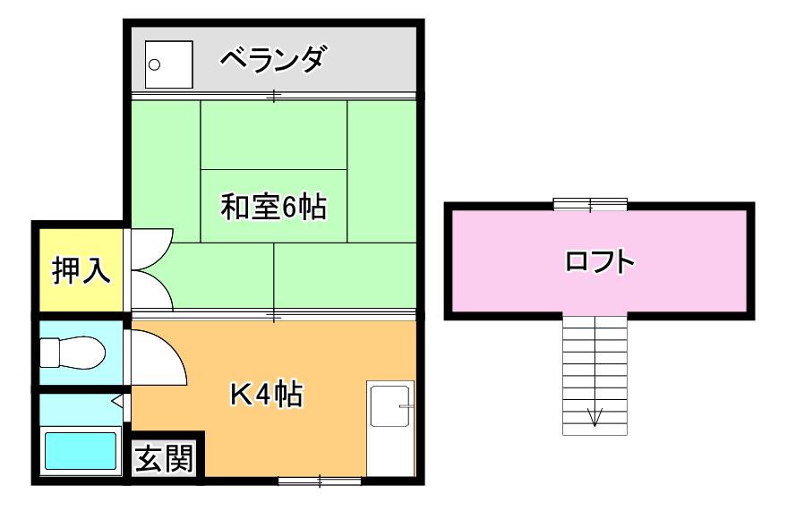 第2サンフラワー(1K/2階)の間取り写真