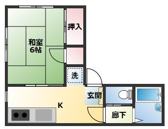 ハイツ ヒロ(1K/1階)の間取り写真