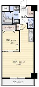 アークデュオ仙台宮町(1LDK/5階)の間取り写真