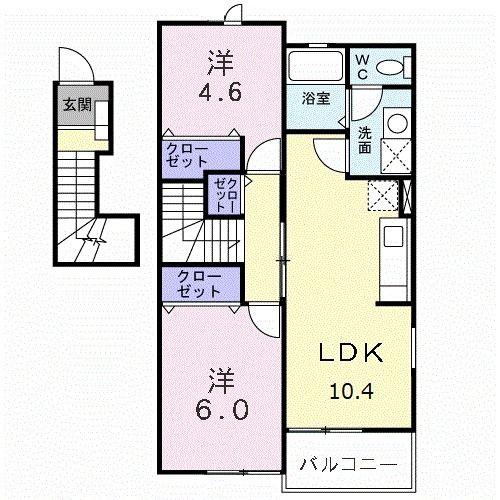 三条ハイム(2LDK/2階)の間取り写真